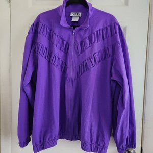 Vintage Teddi Purple Lightweight 80s Windbreaker Jacket Ruched Size 1X